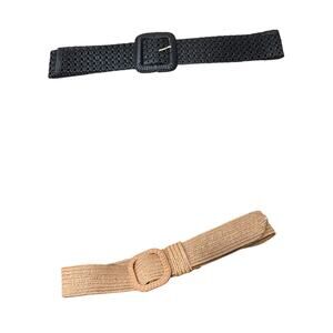 H&M Black and Tan Woven Belt Duo